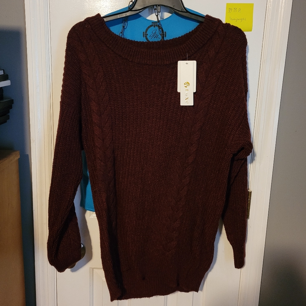 Maroon Cable Kint Sweater